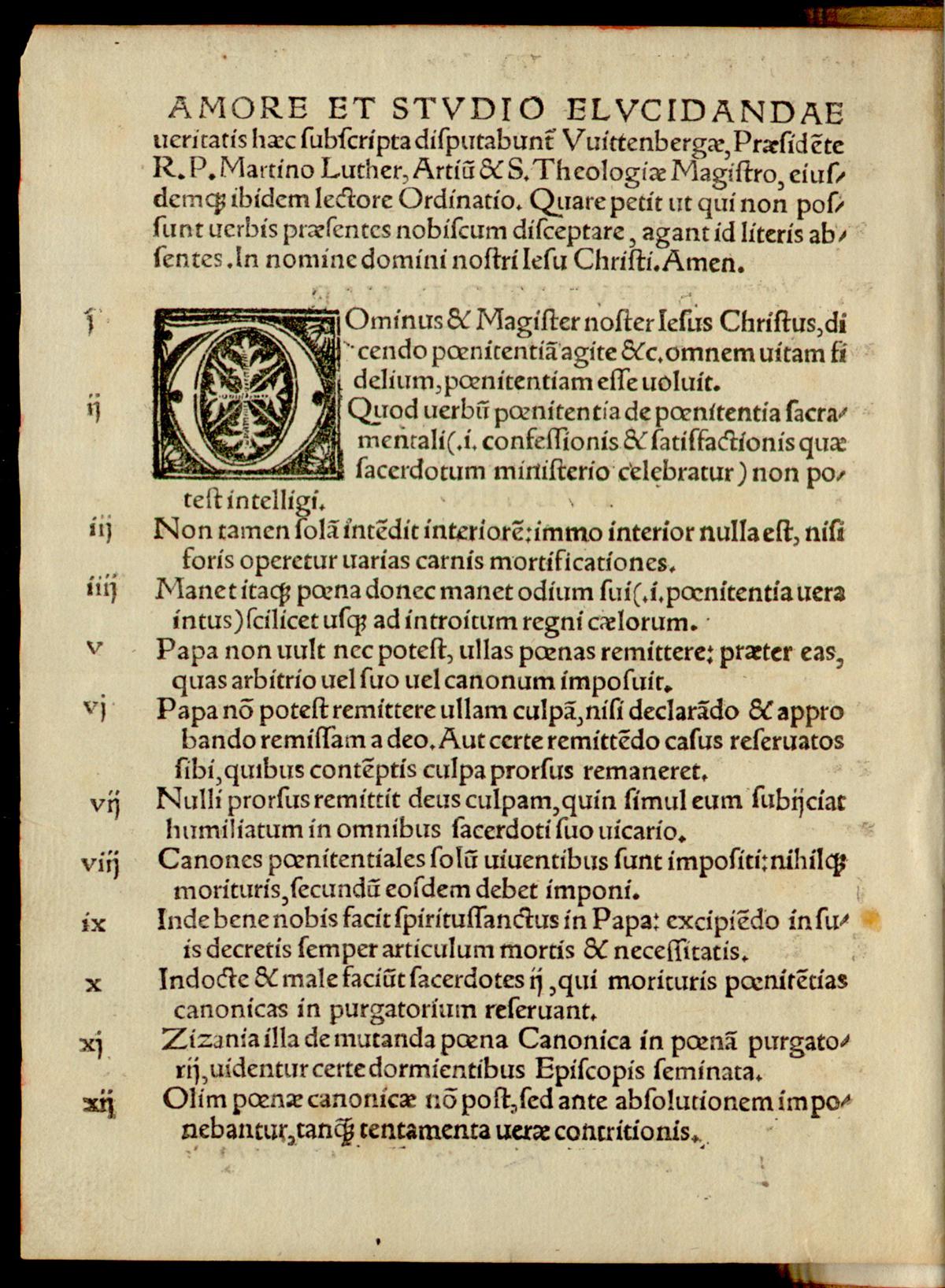 1517 edition of the Ninetry-five Theses by Martin Luther